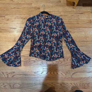 Forever 21 Multicolor Floral Bell Sleeve Blouse